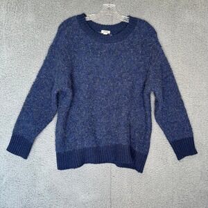 A.n.a. Blue Marled Wool Blend Crewneck Sweater Large Relaxed Fit